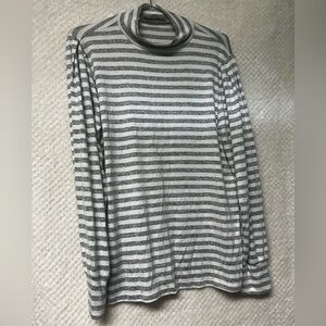 LOFT Gray and White Striped Turtleneck Long Sleeve Soft Fall Winter Top Large